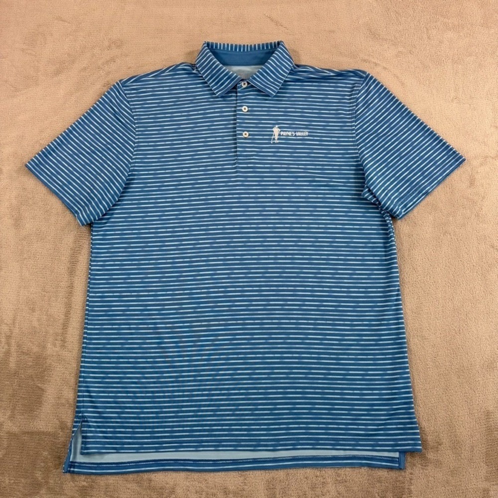 Southern Tide Payne's Valley Golf Driver Wymberly Polo Shirt Blue Striped Large